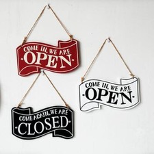 Panneau en bois « OUVERT/FERMÉ » à accrocher sur la porte, pour les magasins et