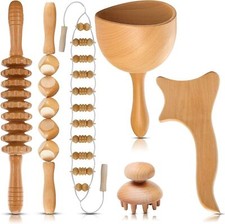 Bamboo 6-Piece Wood Massage Therapy Tool Set - Relaxation and Pain Relief Kit