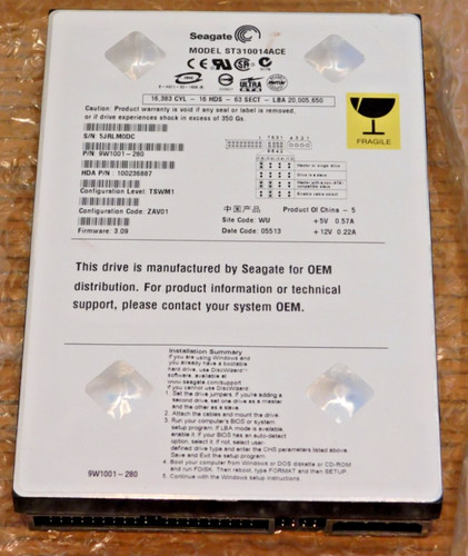 Disque dur seagate - dur, st310014ace