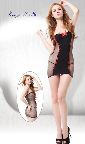 Nuisette résilles ruban noir - nuisette,