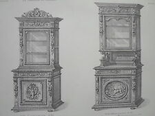Buffet 2 body sideboard door ENGRAVING the FURNITURE STORE Victor Quetin 19th century