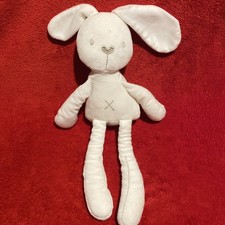 🇫🇷 Peluche Doudou Lapin Blanc Or Doré Gris Croix Moelleux 38 Cm TTBE