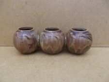ancien triple vase en céramique de Denbac numéro 142 décor florale art nouveau