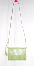 ESCAPADE petit sac à main ou pochette cuir tressé vert pistache "Neuf"