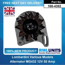 Alternator For Lombardini LDW 2204 4-cyl; 34.5kw; 47HP MG432 12V 55 AMP