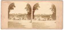 Paris View of the basin and grove Luxembourg Garden Stereo Photo circa 1860