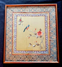 Cadre tableau  broderie sur soie asiatique