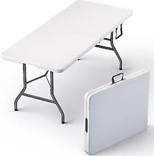 6FT Portable Folding Table - Fold-in-Half Picnic Table w/Handle, On-the-Go