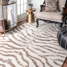 Leopard Luxe - Tapis en laine touffeté à la main, ivoire/blanc cassé et beige...