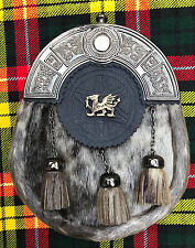 écossais Kilt Cantle Joint peau Gallois dragon antique finition / HOMMES sporran
