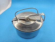Vintage Mepra Inox Italy 18/8 Stainless Steel Round Dish with Lid & Handle Italy
