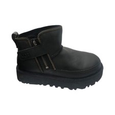 UGG Women's Classic Mini Moto Black Leather Boots 1164690