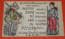 Postcard postcard war 14-18 humor response of the french soldier to german