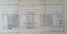 Original Drawing Railways XXe Architect's Drawing Facade Maine Station