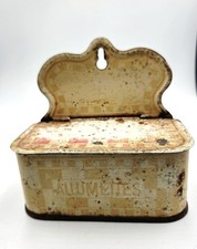 Antique tin wall matchbox - checkerboard decor - patina...