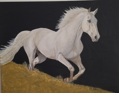 Camargue horse painting