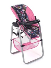 655-43 Chaise Haute pour poupée Licorne Bleu Marine/Rose