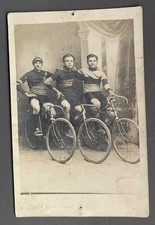 Antique PHOTO CARD Men Friends BIKE Jersey Studio Decor Cycling