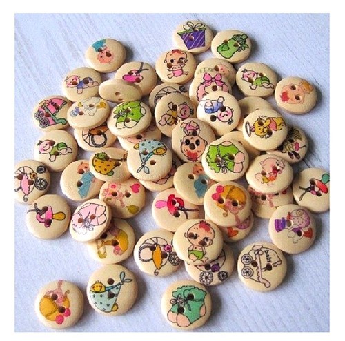 Lot boutons bois rond - boutons,
