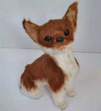 “Real Fur” Lifelike Chihuahua 9 Inch Tall Dog Figure Made from Real Sheep Fur