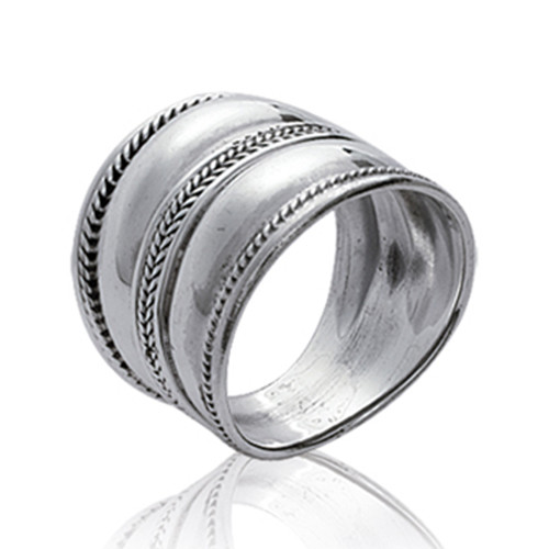 Bague large motifs striés - bague,