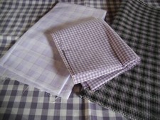 coupons tissu   " carreaux "  + petit vichy mauve  + grand vichy mauve