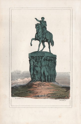 Gravure xixe statue equestre - gravure,