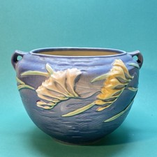 Roseville Blue Freesia Jardiniere Planter Vase 669-6 1945 One Owner No Chips