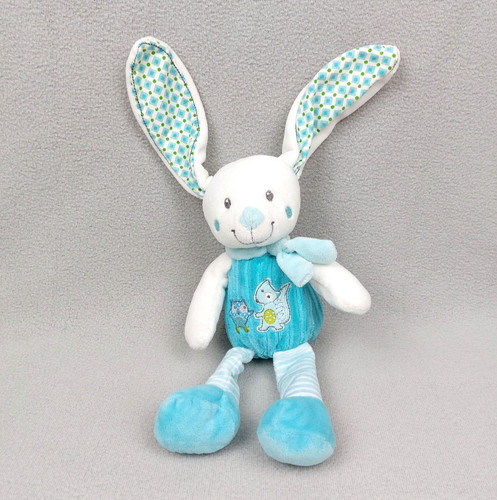 Doudou peluche lapin bleu