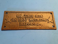 Cast Iron, 1897 Historical Wall Plaque, Unfinished, Man Cave, Farmhouse Decor