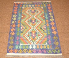 Tapis Kilim Oriental Tissé À La Main Afghan N°79864 - 127x90cm En 100% Laine