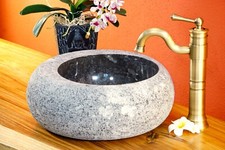 Marbre Pierre Naturelle Évier Noir Embout Lavabo Pierre Rond Gris