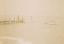 France, Dieppe, Les bathers vintage citrate print. Antique swimsuit  