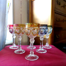 6 colored bohemian crystal roemer glasses set 1 h 18.8 cm