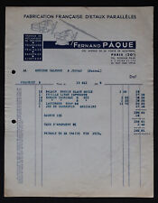 Invoice 1939 PARIS FACTORY OF PARALLELS ETAUX FERNAND PÂQUE 147