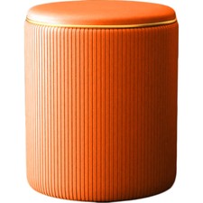 Pouf conteneur en simili cuir, décor Orange or, repose-pieds, siège confortable