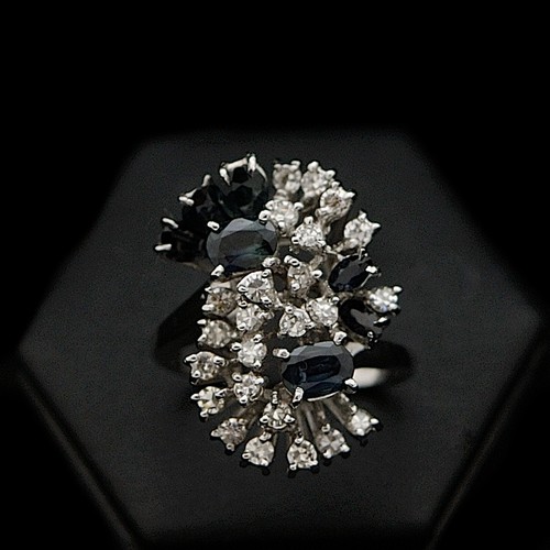Bague grappe blanc - 18, kt