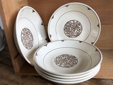 6 assiettes creuses art déco "PRIMAX BRUN" en faïence de Sarreguemines Digoin.