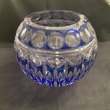 Rare 10” Val Saint Lambert Cobalt Cut To Clear Centerpiece Bowl / Vase Rare EXC