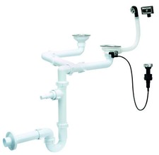 Cuisine Double 115mm Évier Drainer P-Trap Contrôle Liaison Entrée Lave-Vaisselle