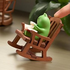 Miniature Frog in Rocking Chair, Japanese Healing Decor