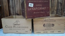3 EMPTY WINE BOXES FOR 6 BOTTLES: Clos Floridene, La tour Carnet, Kirwan