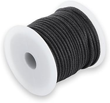 Cordon coton ciré noir rond - cordon,