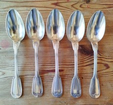 5 Cuillères à Soupe CHRISTOFLE modèle FILET CHINON métal argenté 21,5 cm