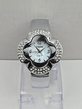 Yaqin Clover Crystal Bangle Watch Silver MOP Dial Quartz New Battery Ladies Gift