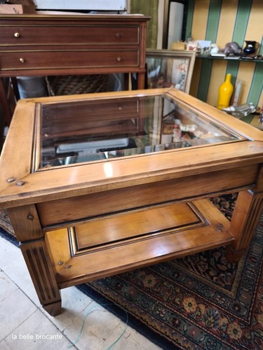 Table basse merisier verre - table, en