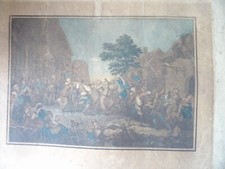 LARGE COLOR ENGRAVING LATE EIGHTEENTH CENTURY WEDDING VILLAGE COSTUME WEDDING WOMAN MAN