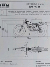 SWM 320 TL.M Carte Originale Homologation 1978 ASI FMI OLDTIMER MOTO Diagramme