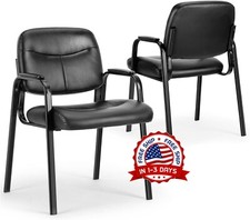 Sillas Para El Dormitorio Sala Recepción Escritorio Cuero Brazos Acolchados 2PCS
