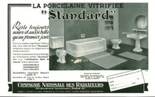 Publicité ancienne salle de bain porcelaine standard 1937 issue du magazine 
